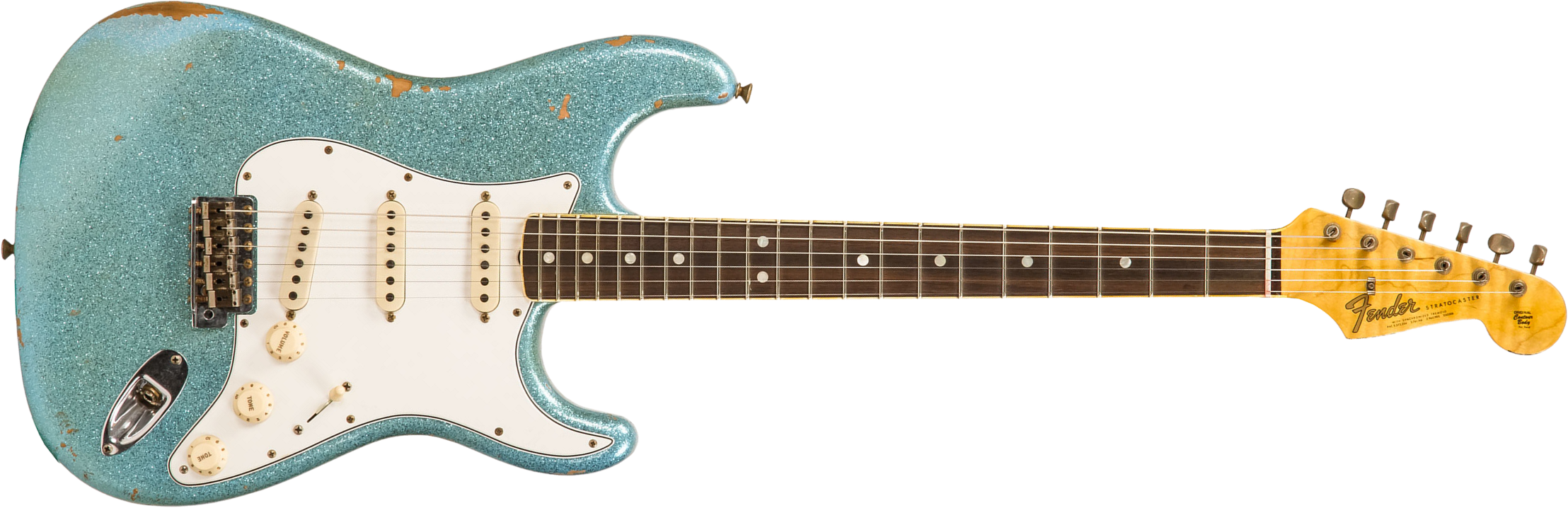 Fender Custom Shop Strat 1965 Ltd Usa Rw #cz548544 - Relic Daphne Blue Sparkle - Guitarra eléctrica con forma de str. - Main picture