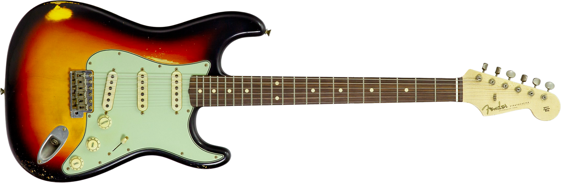 Fender Custom Shop Strat 60s Mb A.hicks 3s Trem Rw #4681 #ah0416 - Relic 3-color Sunburst - Guitarra eléctrica con forma de str. - Main picture