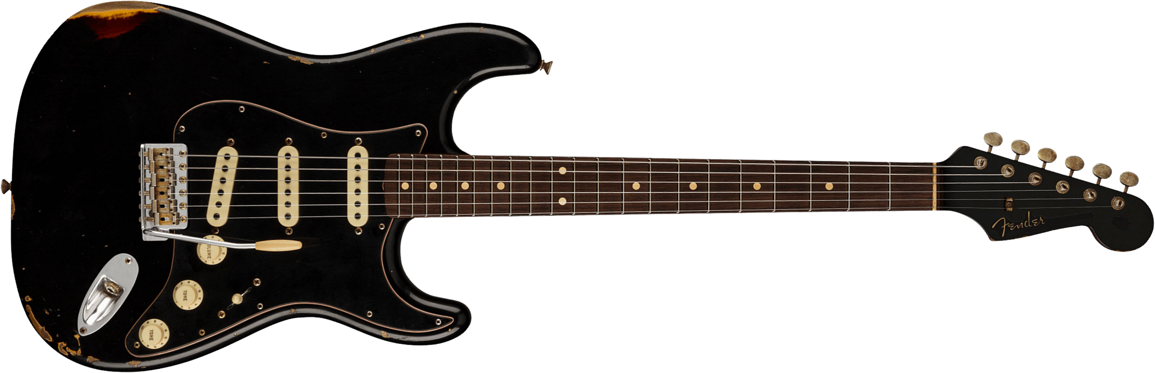 Fender Custom Shop Strat Dual Mag Ii Ltd Usa 3s Trem Rw - Relic Black Over 3-color Sunburst - Guitarra eléctrica con forma de str. - Main picture