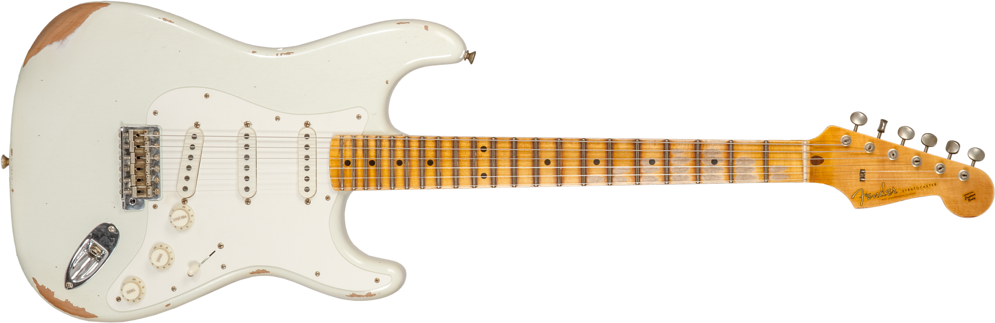Fender Custom Shop Strat Fat 50's 3s Trem Mn #cz570495 - Relic India Ivory - Guitarra eléctrica con forma de str. - Main picture