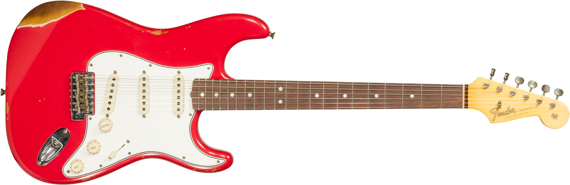 Fender Custom Shop Strat Late 1964 3s Trem Rw #cz568395 - Relic Aged Fiesta Red - Guitarra eléctrica con forma de str. - Main picture