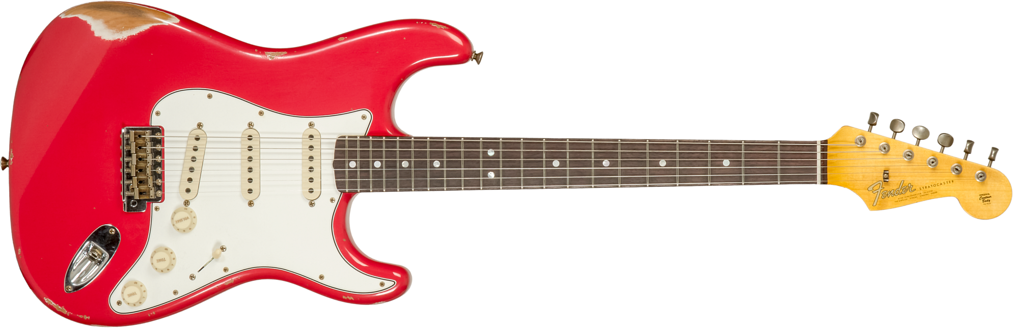 Fender Custom Shop Strat Late 1964 Trem 3s Rw #cz575557 - Relic Aged Fiesta Red - Guitarra eléctrica con forma de str. - Main picture