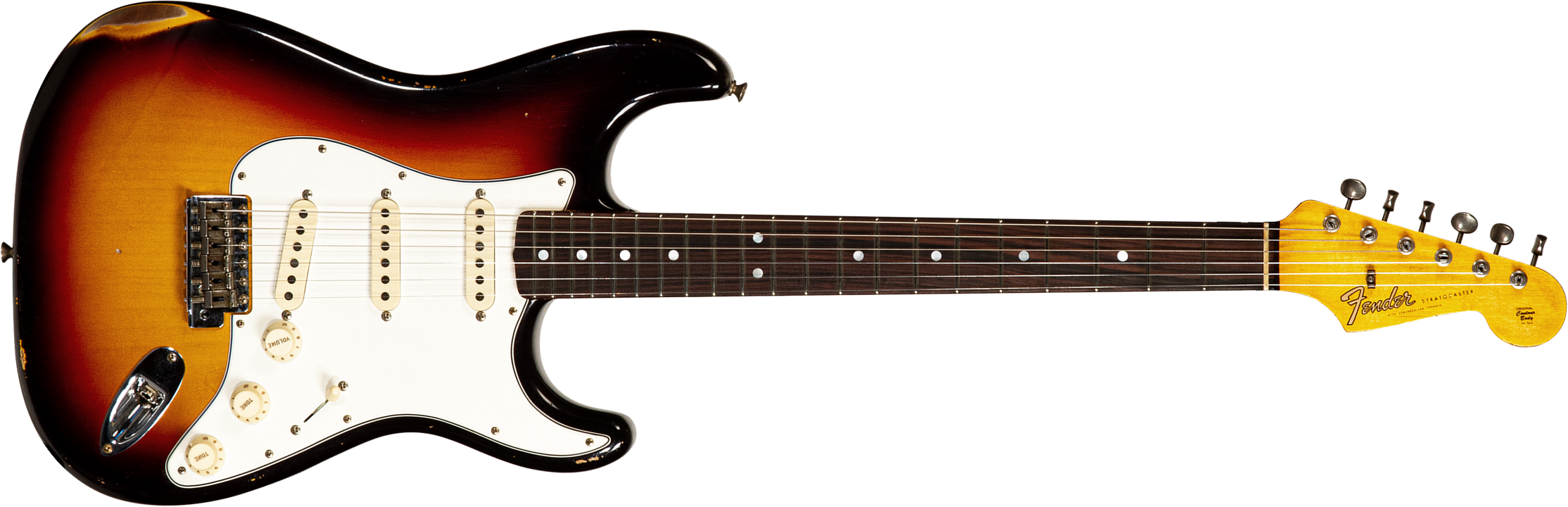 Fender Custom Shop Strat Late 64 3s Trem Rw #cz568169 - Relic Target 3-color Sunburst - Guitarra eléctrica con forma de str. - Main picture