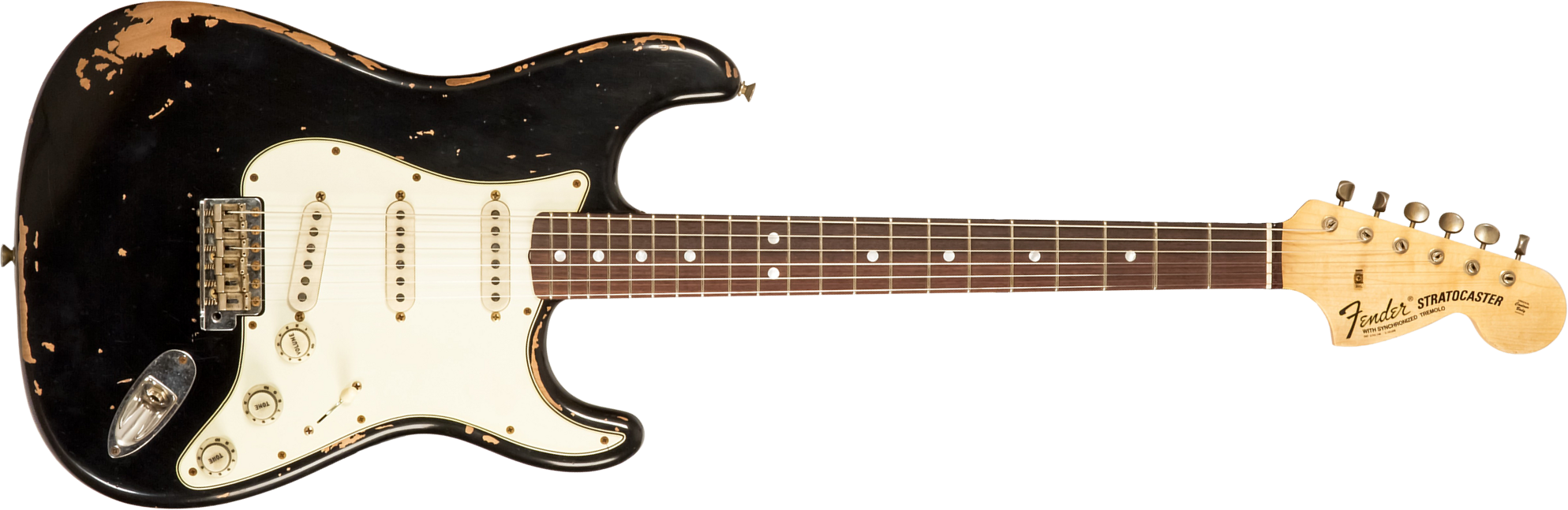 Fender Custom Shop Strat Michael Landau 1968 Signature Trem 3s #r138684 - Relic Black - Guitarra eléctrica con forma de str. - Main picture