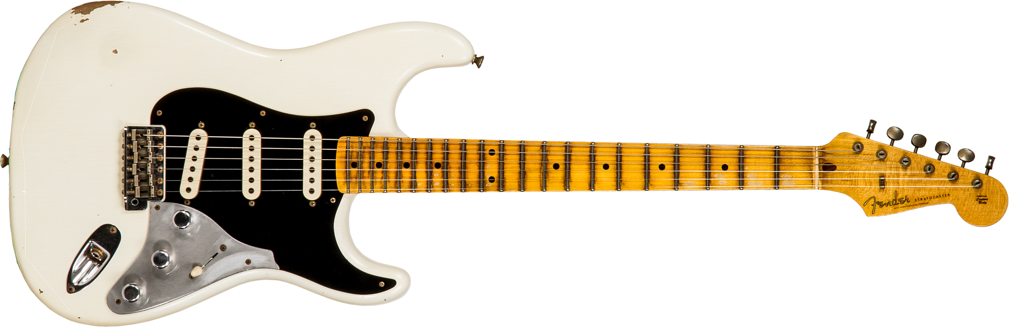 Fender Custom Shop Strat Poblano Ii 3s Trem Mn #cz555378 - Relic Olympic White - Guitarra eléctrica con forma de str. - Main picture