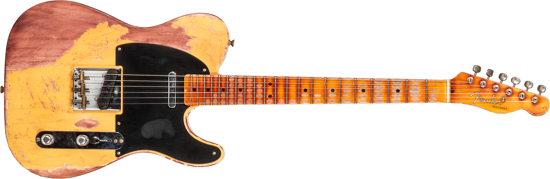 Fender Custom Shop Tele 1952 2s Ht Mn #128066 - Super Heavy Relic Nocaster Blonde - Guitarra eléctrica con forma de tel - Main picture