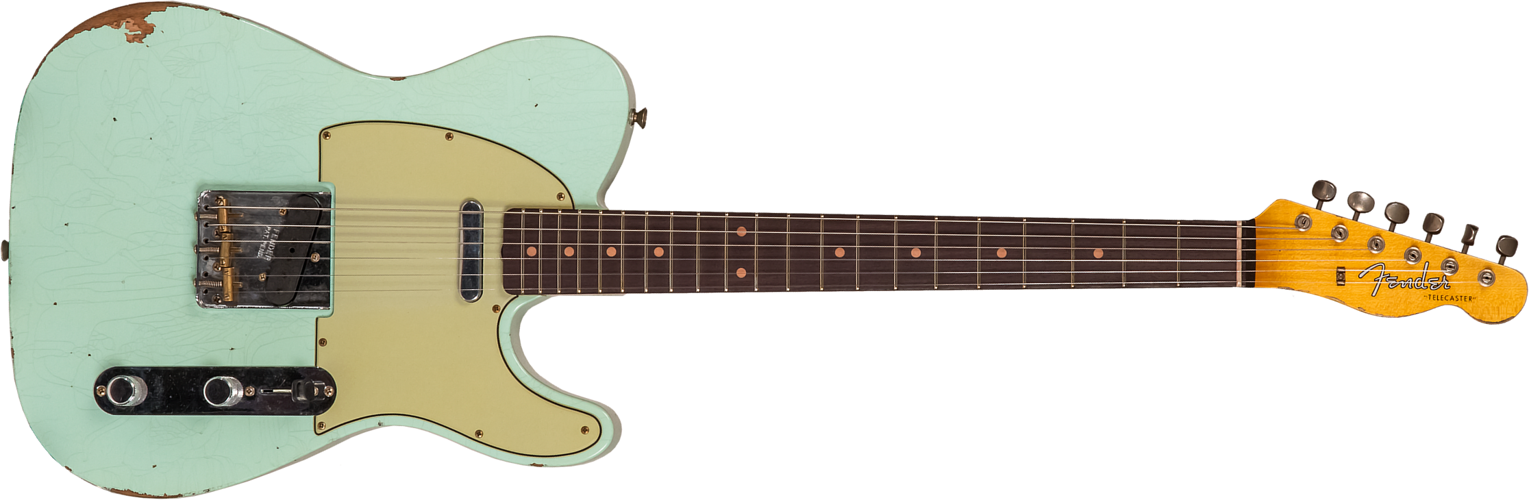 Fender Custom Shop Tele 1961 2s Ht Rw #cz565334 - Relic Faded Surf Green - Guitarra eléctrica con forma de tel - Main picture