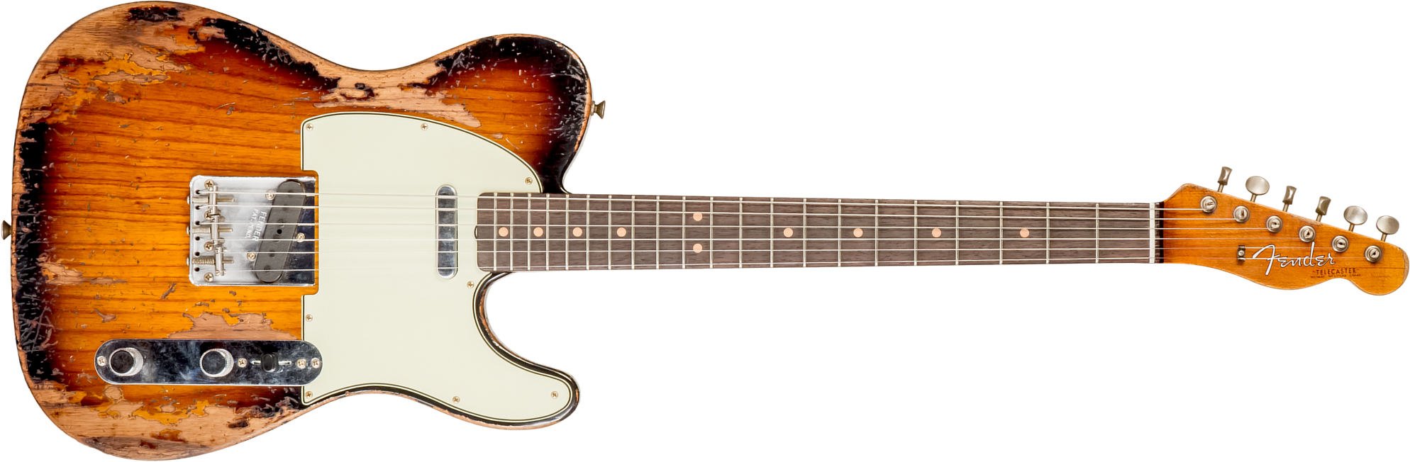 Fender Custom Shop Tele 1963 2s Ht Rw #r136206 - Super Heavy Relic 2-color Sunburst - Guitarra eléctrica con forma de tel - Main picture