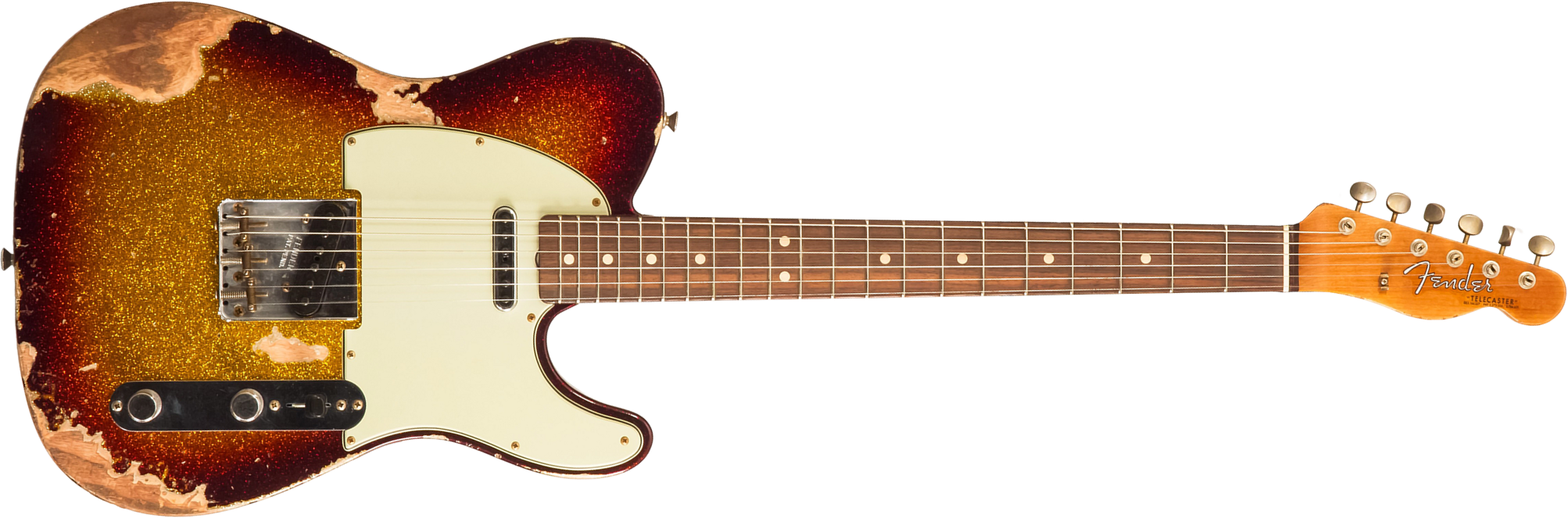 Fender Custom Shop Tele 1963 2s Ht Rw #r141275 - Heavy Relic Sparkle 3-color Sunburst - Guitarra eléctrica con forma de tel - Main picture