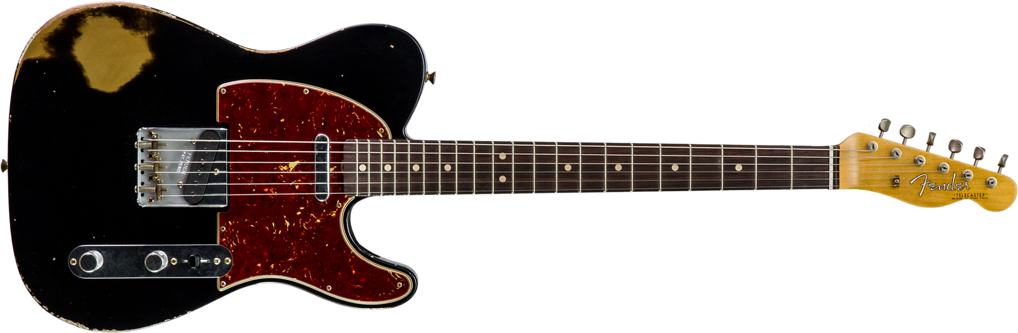 Fender Custom Shop Tele 1963 2s Ht Rw #r143447 - Black Over Hle Gold - Guitarra eléctrica con forma de tel - Main picture