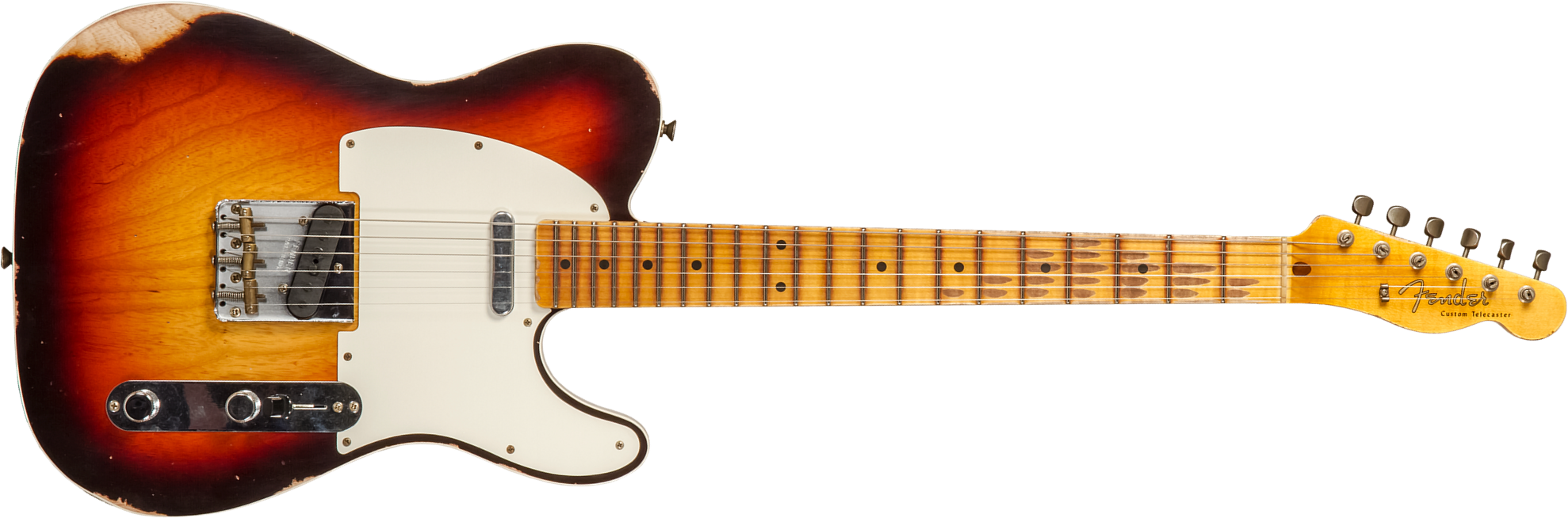Fender Custom Shop Tele Custom 1959 2s Ht Mn #cz573750 - Relic Chocolate 3-color Sunburst - Guitarra eléctrica con forma de tel - Main picture