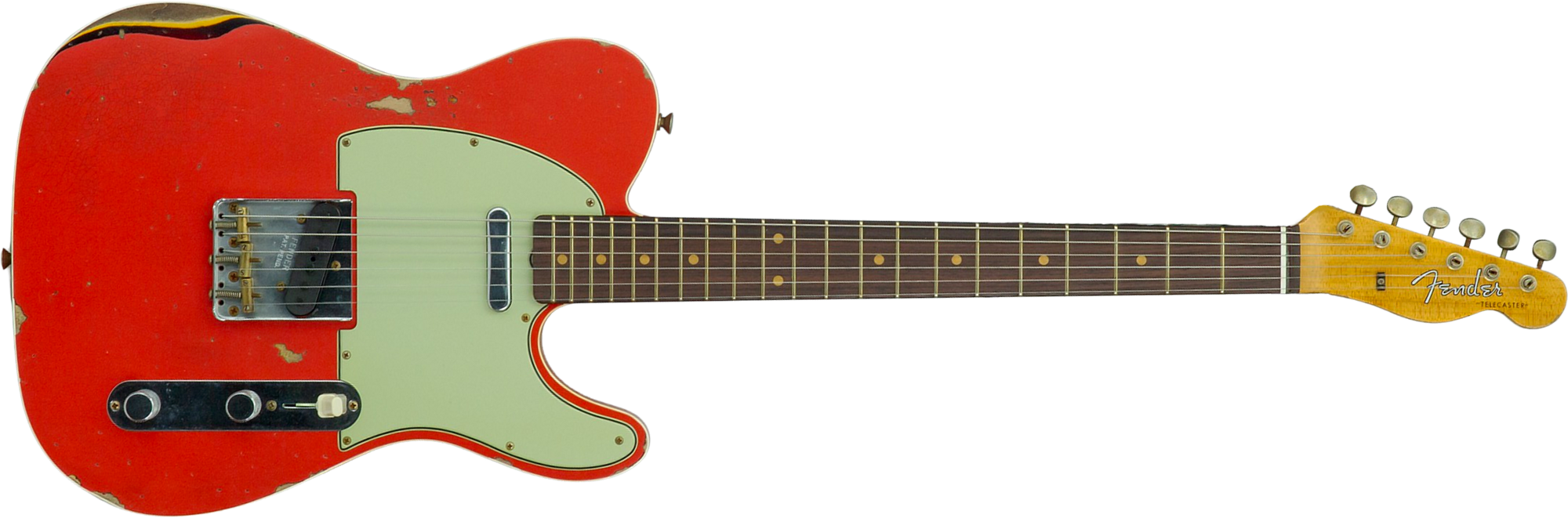 Fender Custom Shop Tele Custom 1960 2s Ht Rw #cz579562 - Heavy Relic Tahitian Coral O. 3-color Sunburst - Guitarra eléctrica con forma de tel - Main p