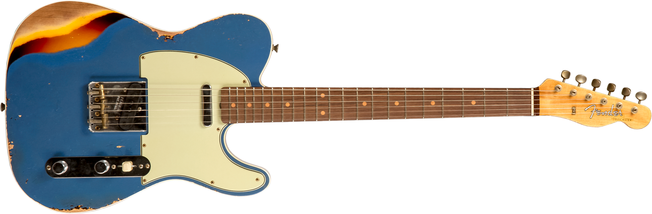 Fender Custom Shop Tele Custom 1960 2s Ht Rw #cz579606 - Heavy Relic Lake Placid Blue O. 3-color Sunburst - Guitarra eléctrica con forma de tel - Main