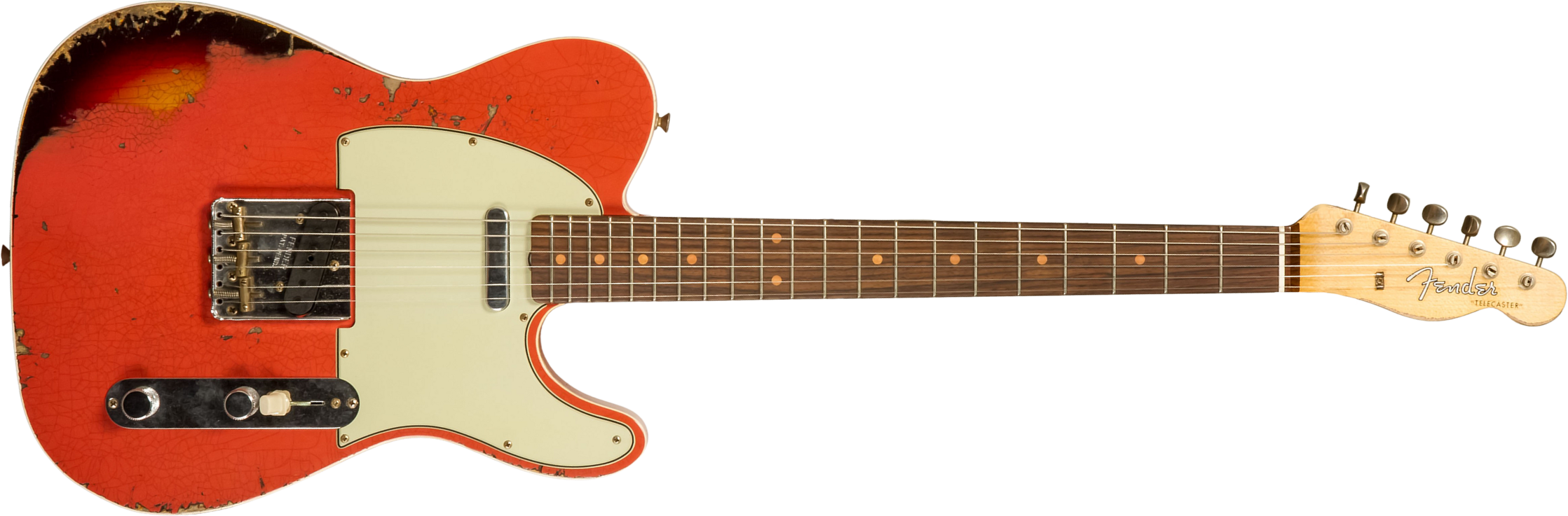 Fender Custom Shop Tele Custom 1960 2s Ht Rw #cz580600 - Heavy Relic Tahitian Coral O. 3-color Sunburst - Guitarra eléctrica con forma de tel - Main p