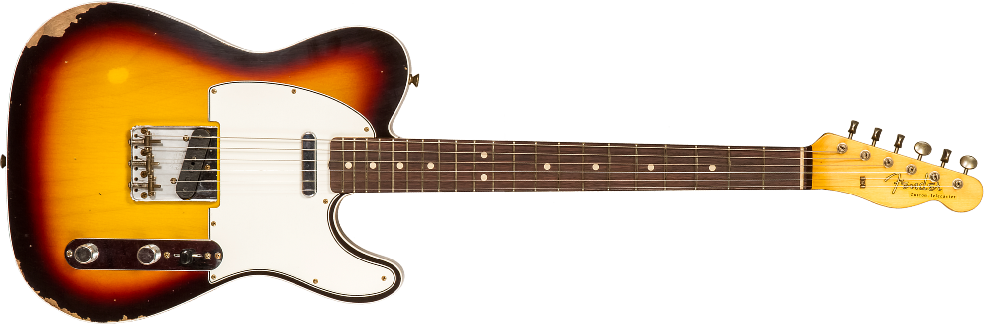 Fender Custom Shop Tele Custom 1960 2s Ht Rw #r136254 - Relic Chocolate 3-color Sunburst - Guitarra eléctrica con forma de tel - Main picture