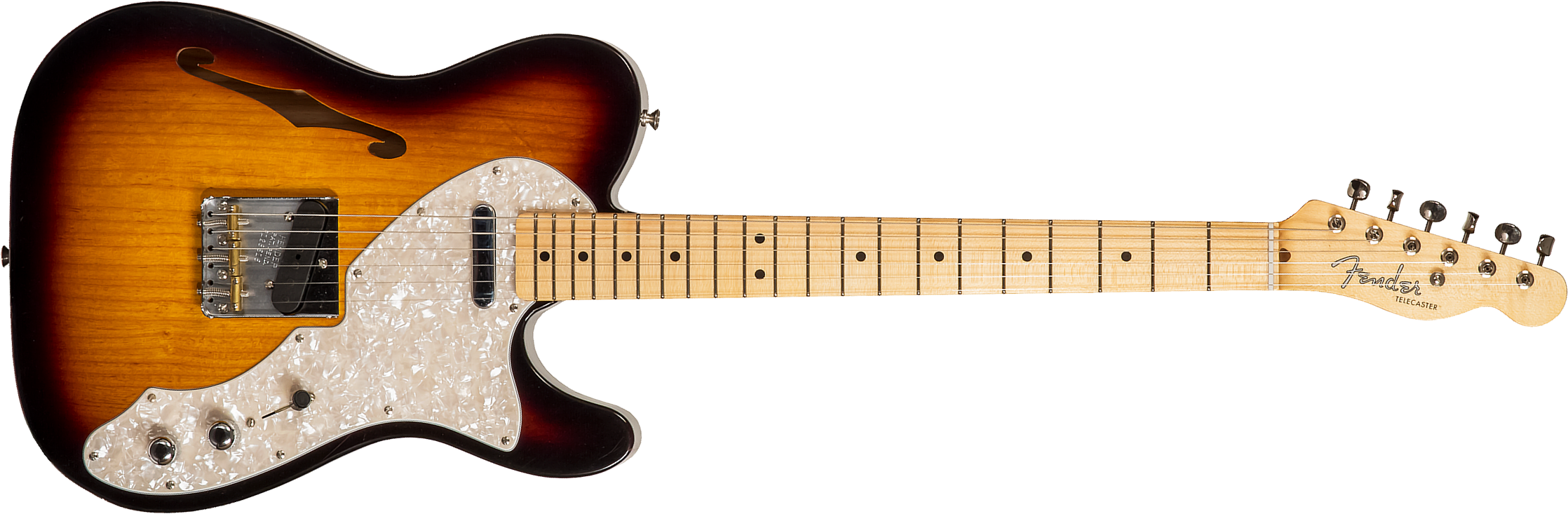 Fender Custom Shop Tele Thinline '50s 2s Ht Mn #r128616 - Closet Classic 2-color Sunburst - Guitarra eléctrica con forma de tel - Main picture