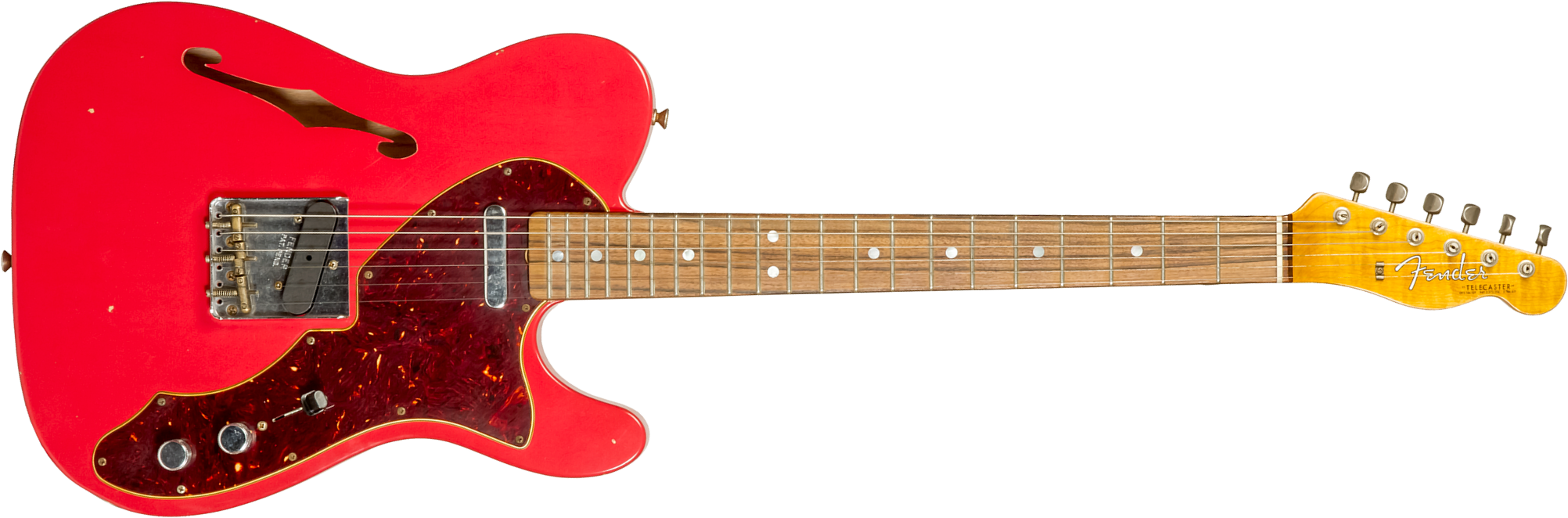 Fender Custom Shop Tele Thinline '60s Ltd 2s Ht Rw #cz544990 - Journeyman Relic Fiesta Red - Guitarra eléctrica semi caja - Main picture