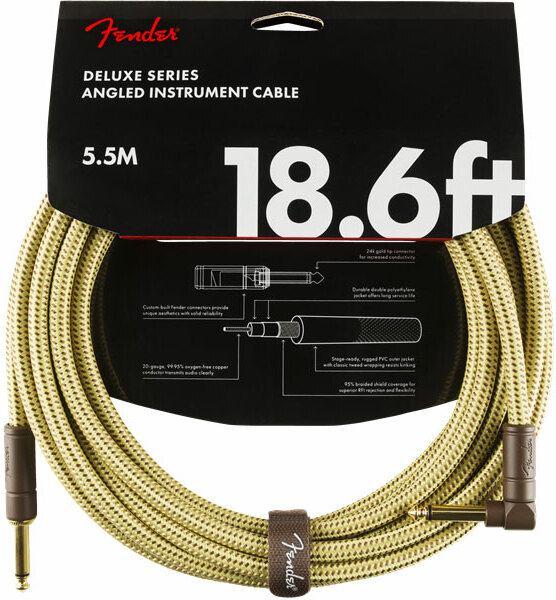 Fender Deluxe Instrument Cable Droit/coude 18.6ft Tweed - Cable - Main picture