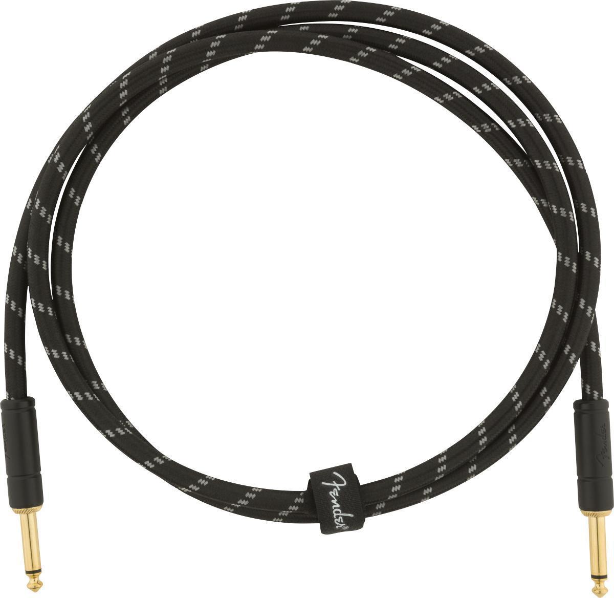 Cable Fender Deluxe Instrument Cable, 5ft, Straight/Straight - Black Tweed