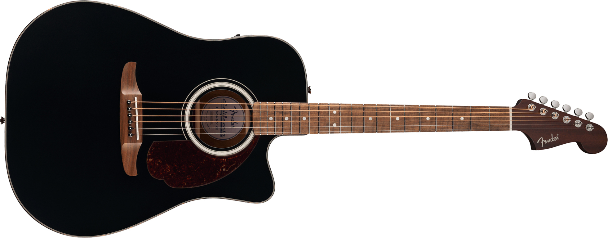 Fender Deluxe Redondo Ce California Dreadnought Cw Epicea Acajou Noy - Black - Guitarra folk - Main picture