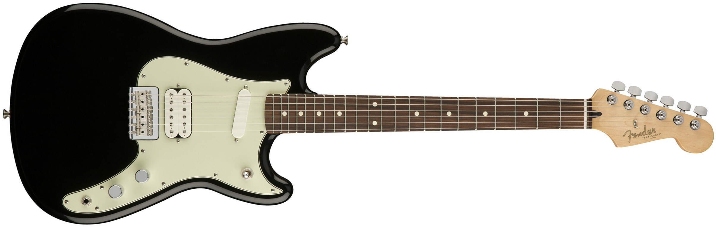 Fender Duo-sonic Hs Offset Mex Pf Diapason Court - Black - Guitarra electrica retro rock - Main picture
