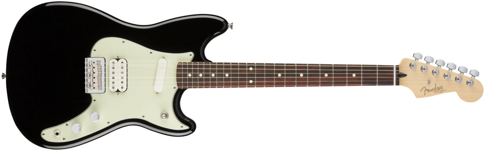 Fender Duo-sonic Hs Offset Mex Rw Diapason Court 2016 - Black - Guitarra electrica retro rock - Main picture