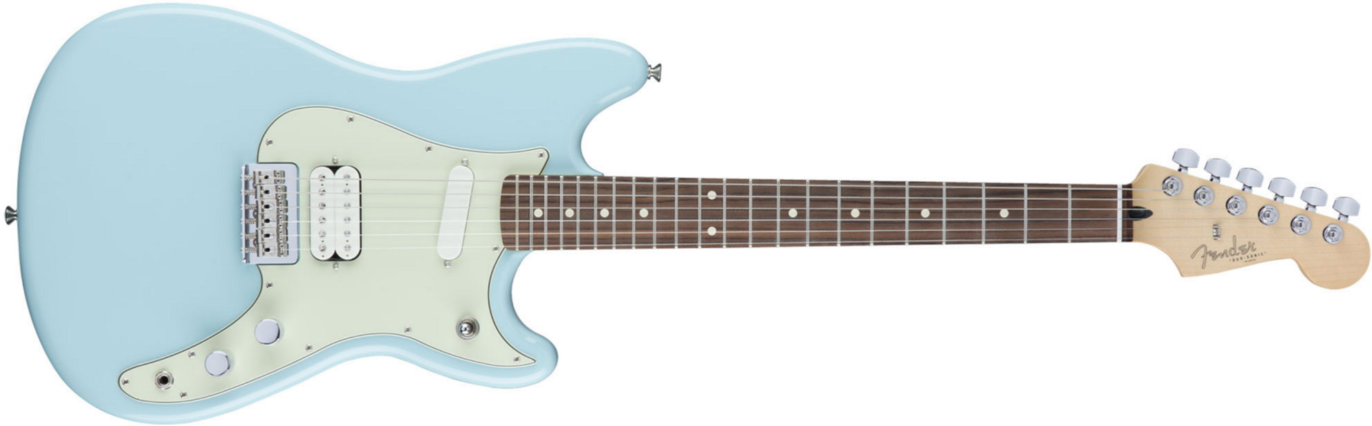 Fender Duo-sonic Hs Offset Mex Rw Diapason Court 2016 - Daphne Blue - Guitarra electrica retro rock - Main picture