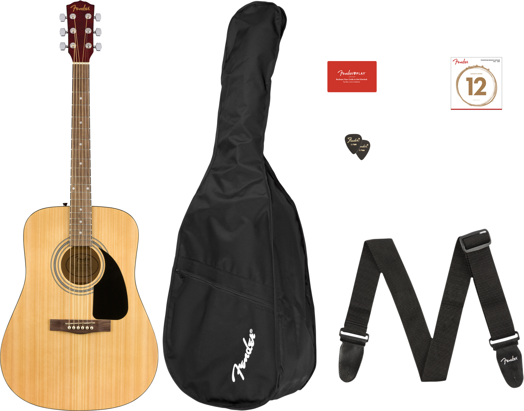 Fender Fa-115 Pack Dreadnought Epicea Acajou Wal - Natural - Pack guitarra acústica - Main picture