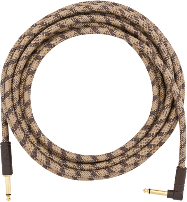 Fender Festival Pure Hemp Instrument Cable Droit/coude 18.6ft Brown Stripe - Cable - Main picture