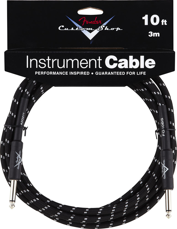 Fender Instrument Cable Custom Shop Performance Jacks Droit 10ft . 3m Black Tweed - Cable - Main picture