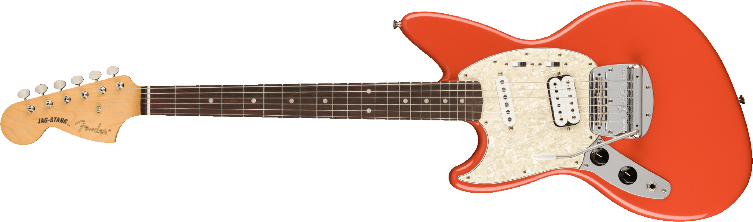 Fender Jag-stang Kurt Cobain Artist Gaucher Hs Trem Rw - Fiesta Red - Guitarra electrica para zurdos - Main picture