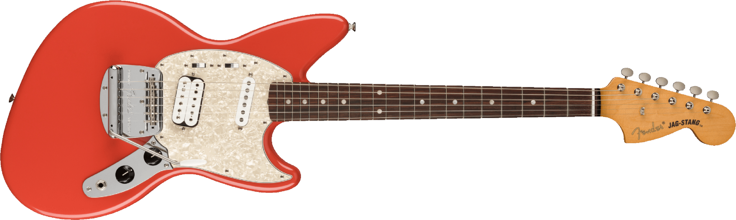 Fender Jag-stang Kurt Cobain Artist Hs Trem Rw - Fiesta Red - Guitarra electrica retro rock - Main picture