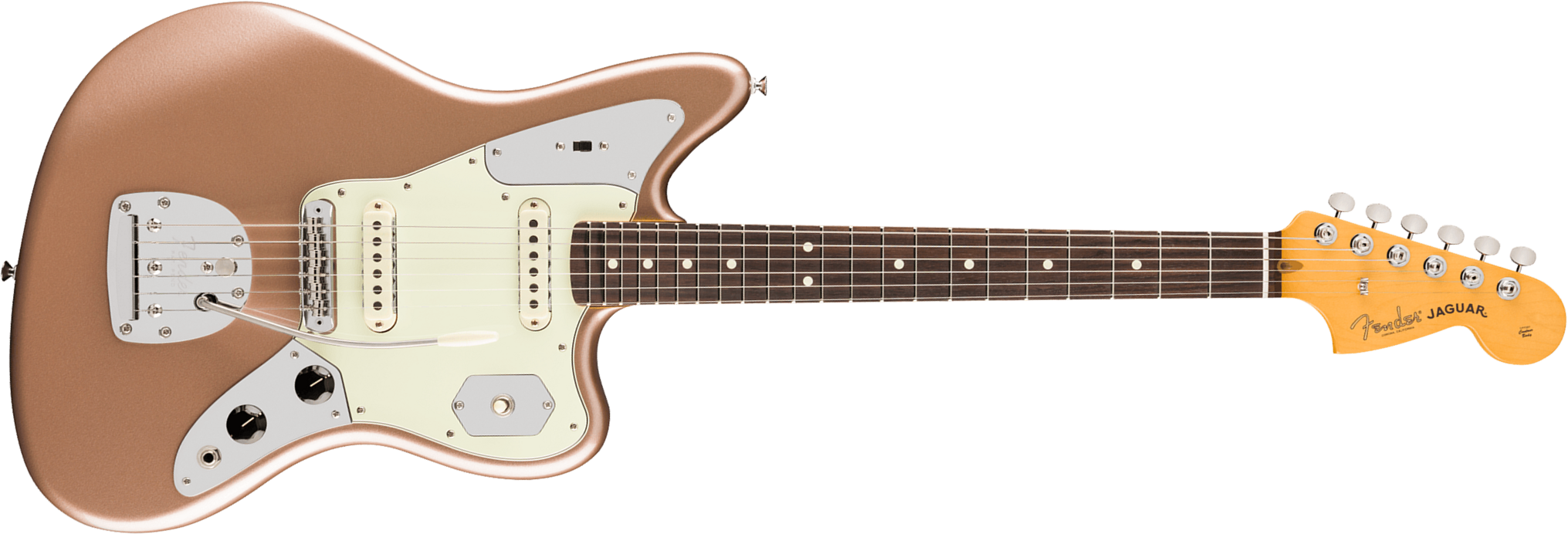 Fender Jaguar Classic American Pro Usa Shsc 2s Trem Rw - Faded Firemist Gold - Guitarra electrica retro rock - Main picture