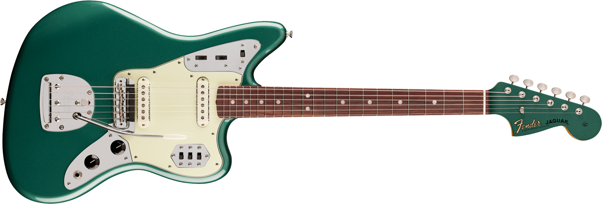 Fender Jaguar Mid 60s Vintera 3 Shsc Mex 2s Trem Rw - Sherwood Green Metallic - Guitarra electrica retro rock - Main picture
