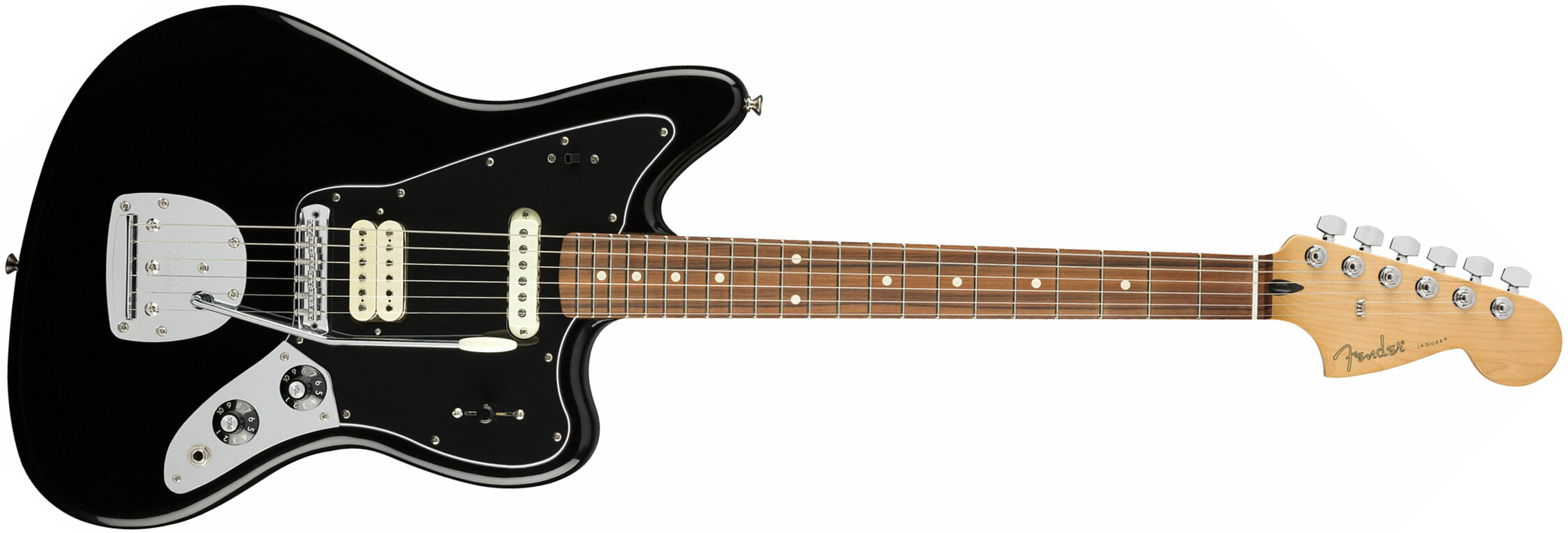 Fender Jaguar Player Mex Hs Pf - Black - Guitarra electrica retro rock - Main picture