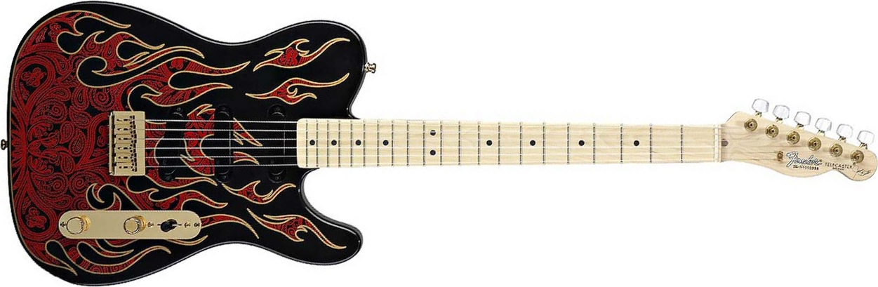 Fender James Burton Tele Artist Usa Signature Mn - Red Paisley Flames - Guitarra eléctrica con forma de tel - Main picture