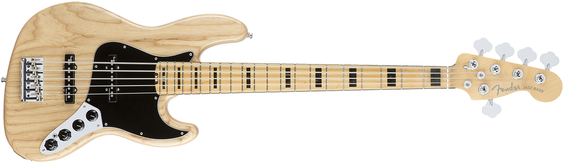 Fender Jazz Bass American Elite V Ash 5 Cordes 2016 (usa, Mn) - Natural - Bajo eléctrico de cuerpo sólido - Main picture