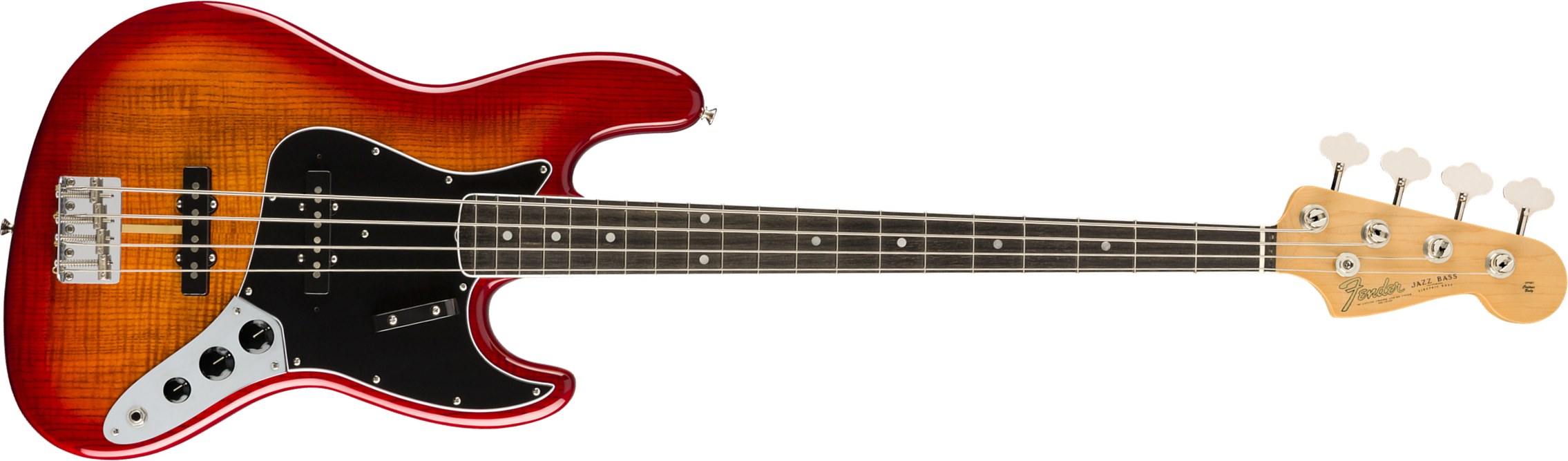 Fender Jazz Bass Flame Ash Top Rarities Usa Eb - Plasma Red Burst - Bajo eléctrico de cuerpo sólido - Main picture