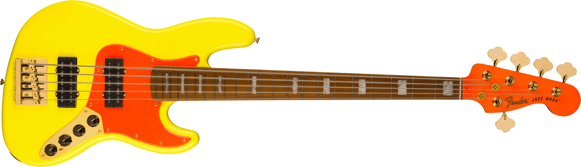 Fender Jazz Bass Mononeon V Mex Signature 5c Active Mn - Neon Yellow - Bajo eléctrico de cuerpo sólido - Main picture