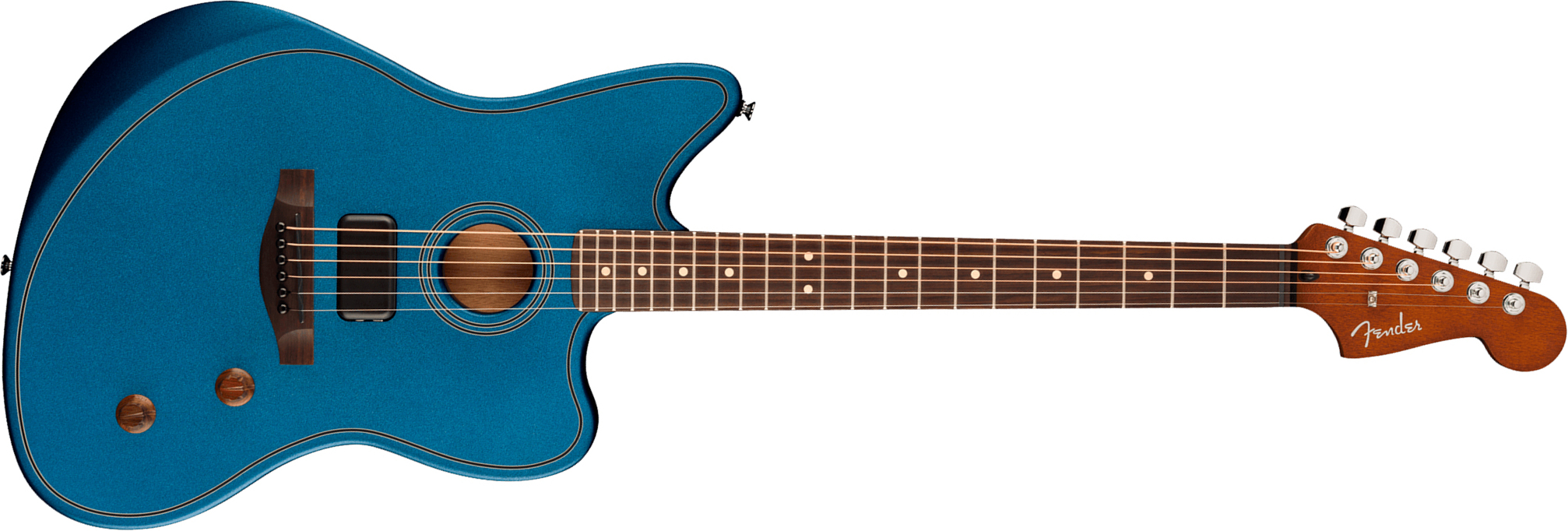 Fender Jazzmaster Acoustasonic Standard Ind Epicea Acajou Rw - Lake Placid Blue - Guitarra folk - Main picture