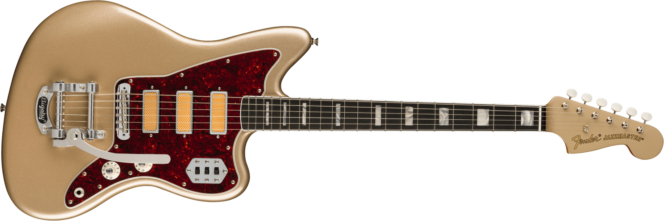 Fender Jazzmaster Gold Foil Ltd Mex 3mh Trem Bigsby Eb - Shoreline Gold - Guitarra electrica retro rock - Main picture