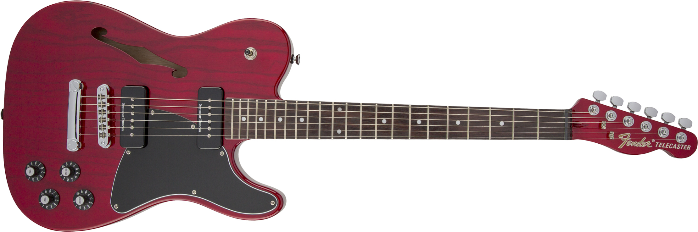 Fender Jim Adkins Tele Ja-90 Mex Signature 2p90 Lau - Crimson Red Transparent - Guitarra eléctrica con forma de tel - Main picture