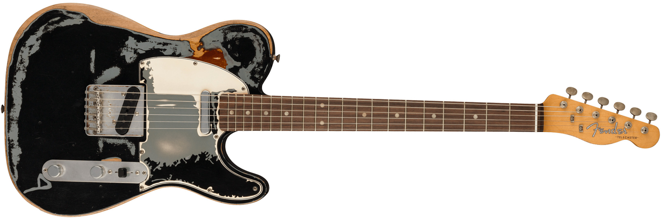 Fender Joe Strummer Tele Mex Signature 2s Ht Rw - Road Worn Black Over 3-color Sunburst - Guitarra eléctrica con forma de tel - Main picture