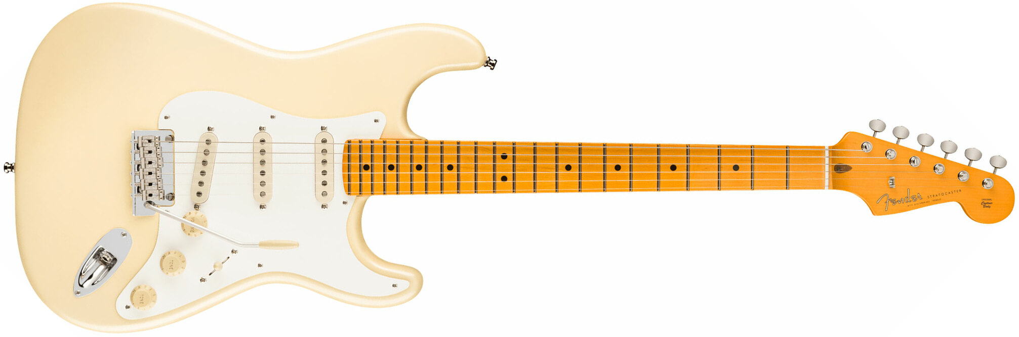 Fender Lincoln Brewster Strat Usa Signature 3s Dimarzio Trem Mn - Olympic Pearl - Guitarra electrica retro rock - Main picture