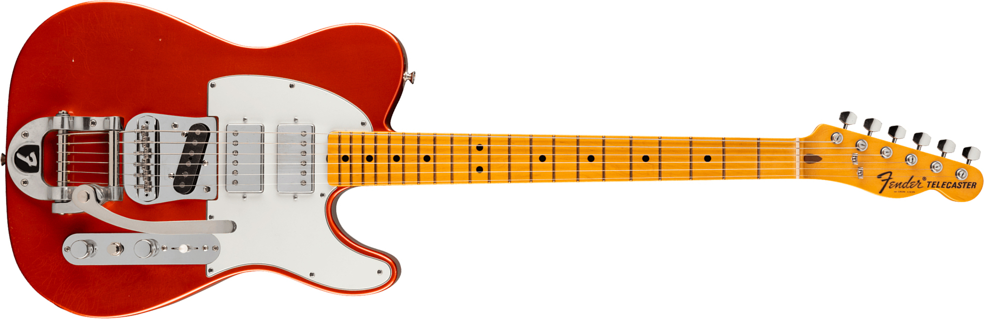 Fender Mike Campbell Tele Red Dog Stories Usa Signature Shh Trem Mn - Red Dog Red - Guitarra eléctrica con forma de tel - Main picture