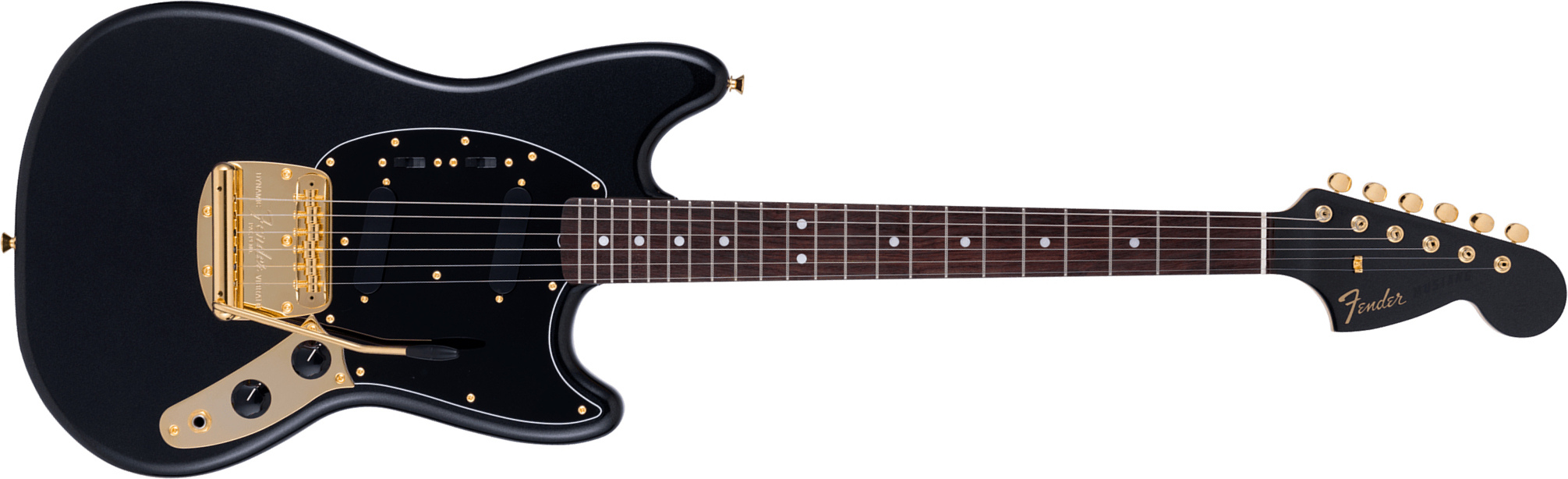 Fender Mustang 60s Traditional Mij Ltd Jap Shsc 2s Trem Rw - Black Pearl - Guitarra electrica retro rock - Main picture