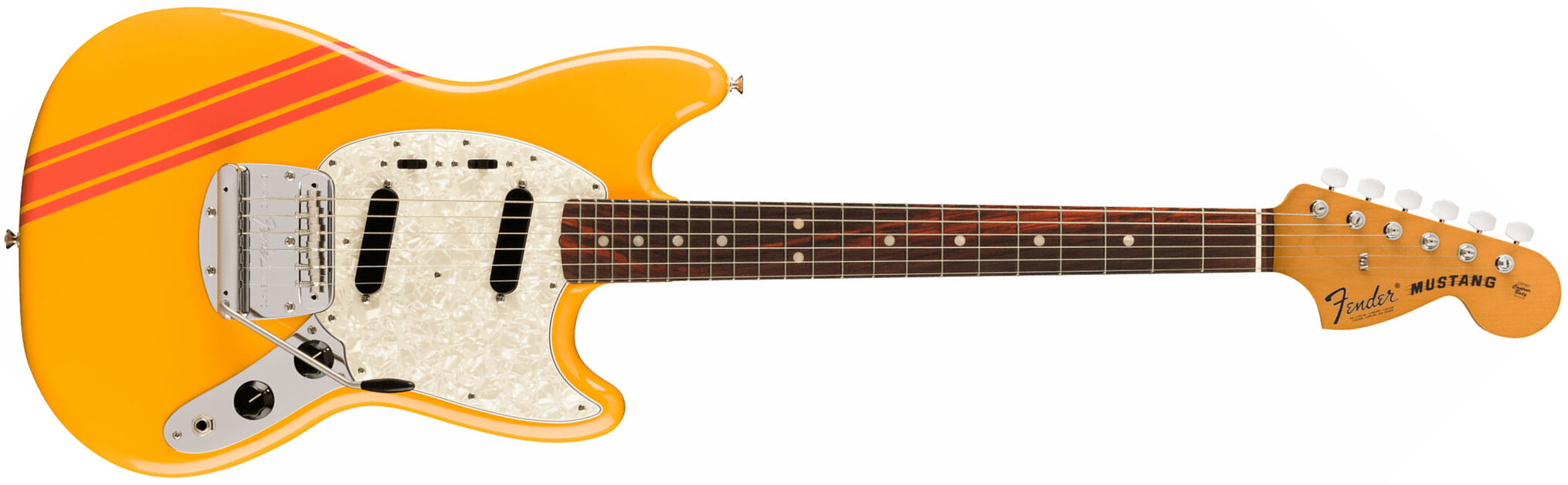 Fender Mustang 70s Competition Vintera 2 Mex 2s Trem Rw - Competition Orange - Guitarra electrica retro rock - Main picture