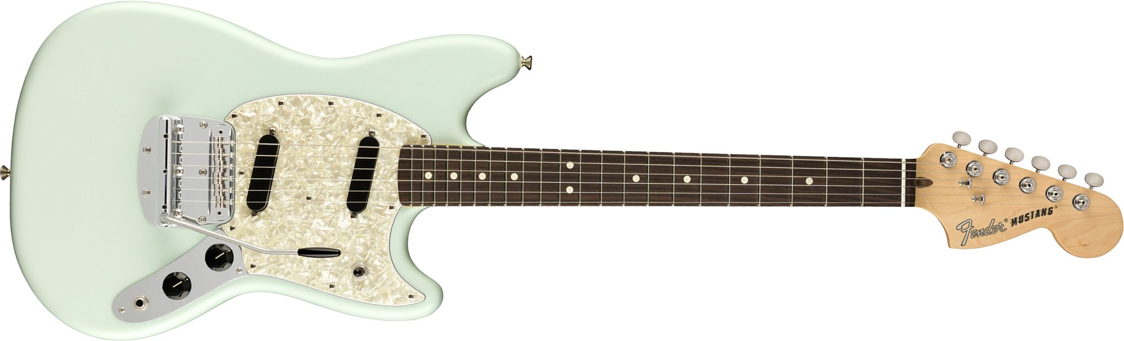 Fender Mustang American Performer Usa Ss Rw - Satin Sonic Blue - Guitarra eléctrica de doble corte - Main picture