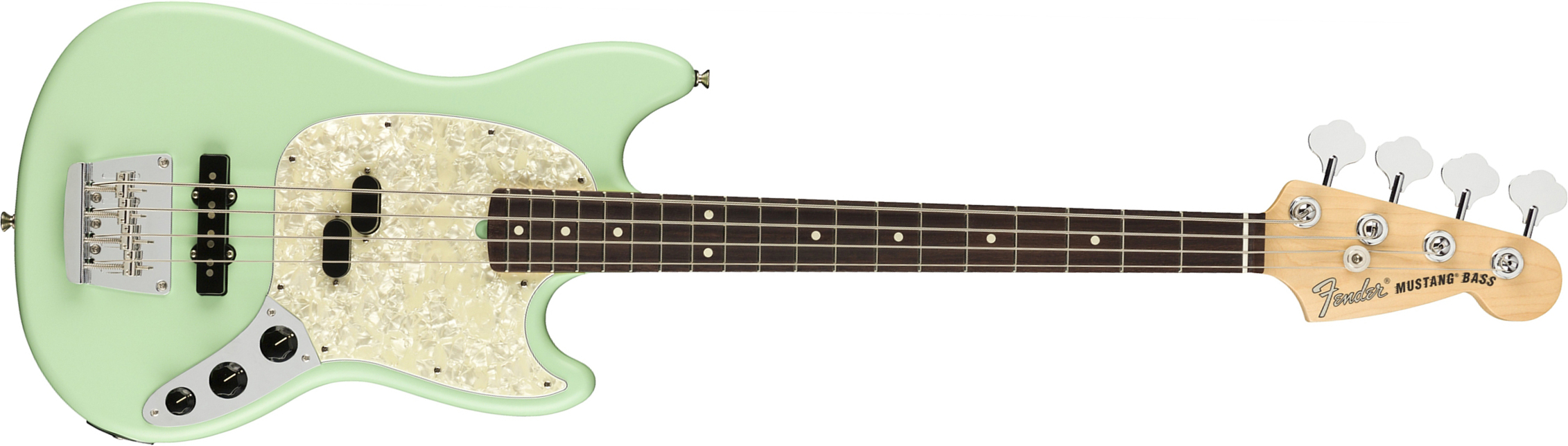 Fender Mustang Bass American Performer Usa Rw - Satin Surf Green - Bajo eléctrico para niños - Main picture