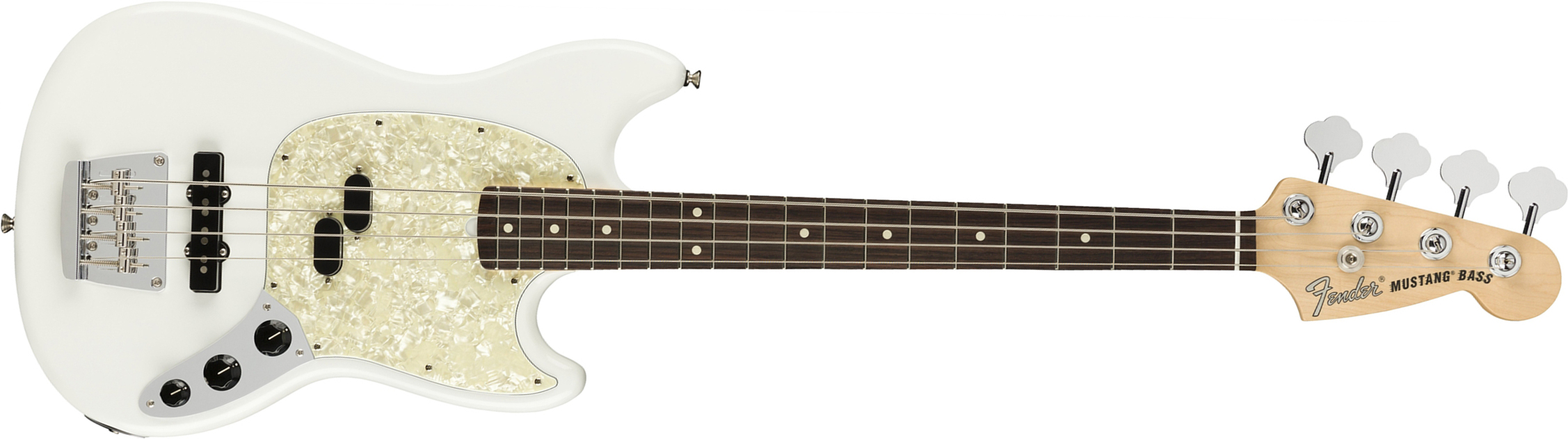 Fender Mustang Bass American Performer Usa Rw - Arctic White - Bajo eléctrico para niños - Main picture